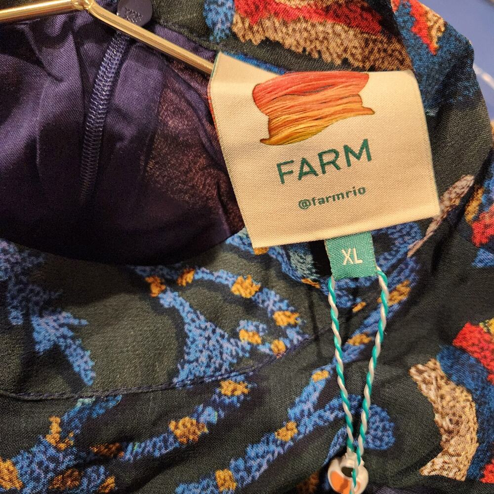 Farm Rio Anika Tapestry Tiered navy blue maxi dress size XL - Picture 6 of 7